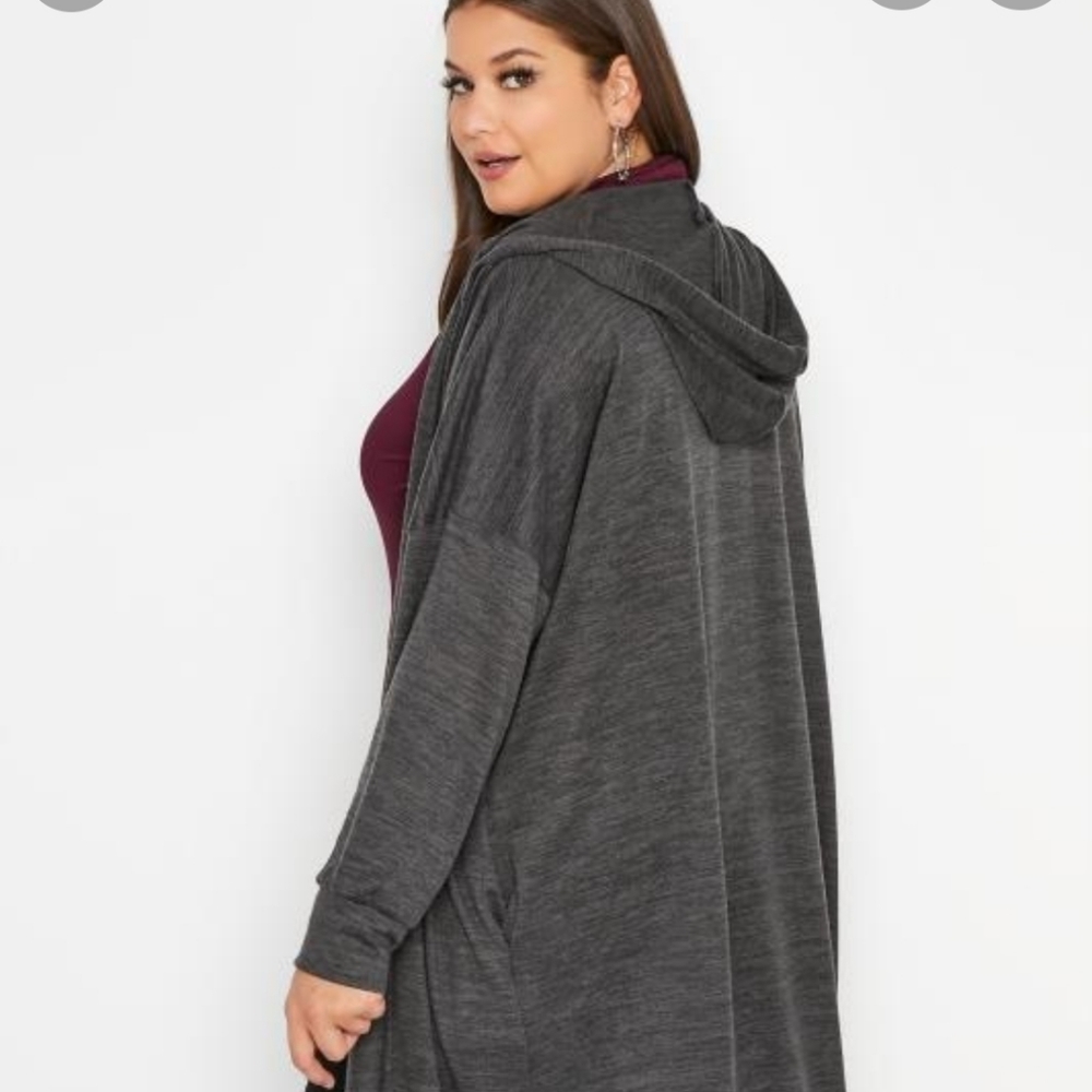 Grey cashmere longline cardigan sweater